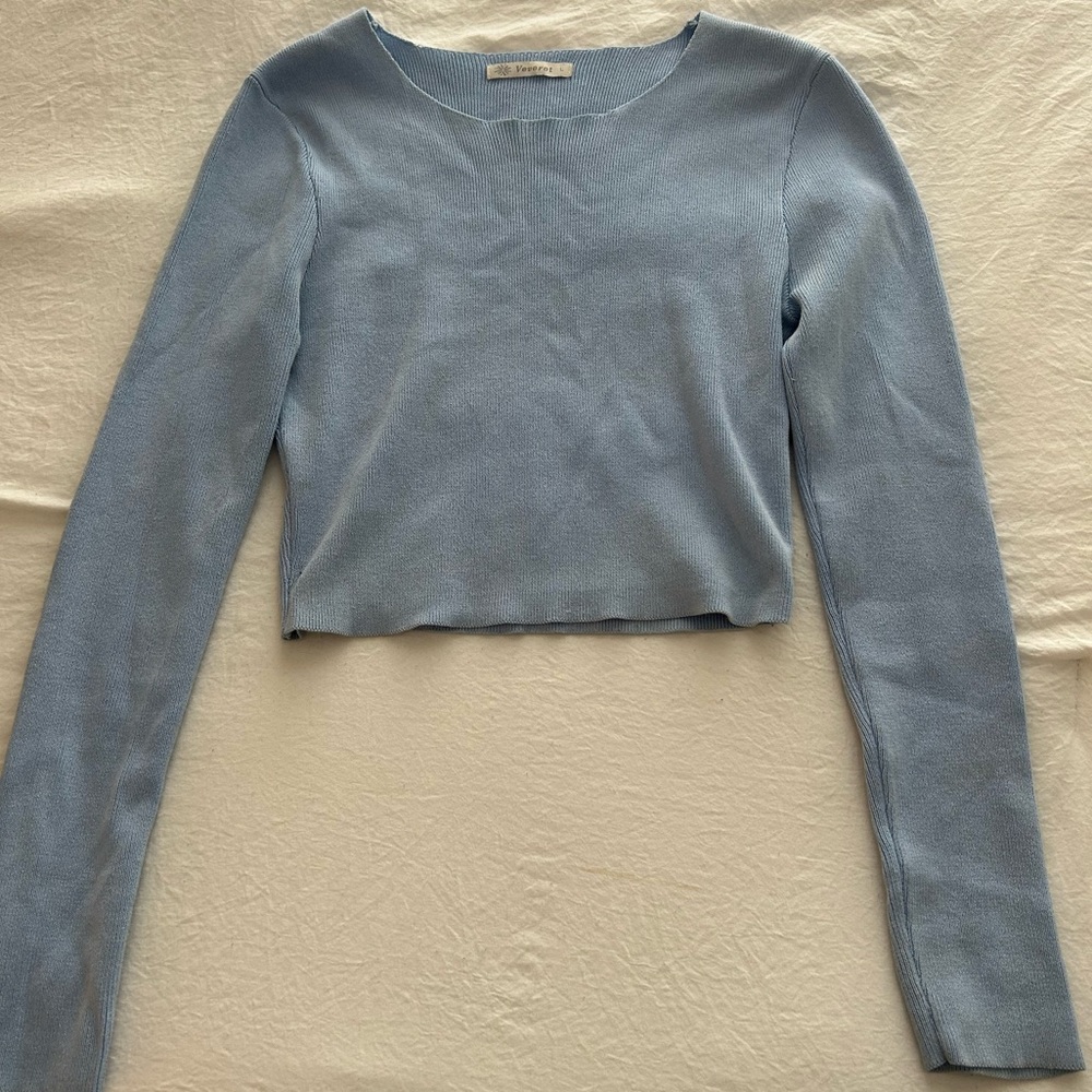 Light Blue Cropped Knit
